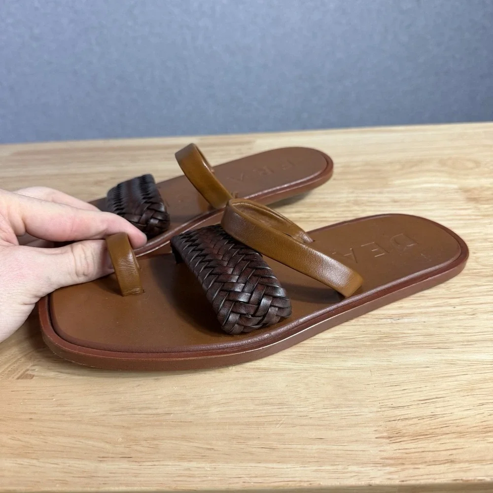 Dear Frances Lee Sandals Womens 37 US 7 Brown Leather High‎ Quality Braided